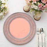 6 Pack | 13inch Blush Rose Gold Boho Lace Embossed Acrylic Plastic Charger Plates