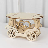 12inch Natural Wooden Carriage Cupcake Holder with Round Display Plate, Laser Cut Wedding Cake Stand