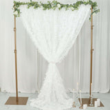 8ftx8ft White 3D Leaf Petal Taffeta Fabric Event Curtain Drapery