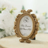 4 Pack | Gold Resin 4" Decorative Baroque Oval Party Favors Picture Frame, Beaded Place Card Holders