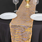 Rose Gold Wave Mesh Table Runner With Embroidered Sequins