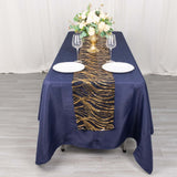 12x108inch Black Gold Wave Mesh Table Runner With Embroidered Sequins