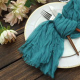 5 Pack | Peacock Teal Gauze Cheesecloth Boho Dinner Napkins | 24x19inches