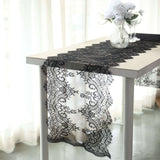 Black Premium Lace Fabric Table Runner, Vintage Classic Table Decor With Scalloped Frill Edges