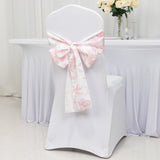 6x108inch White Pink French Toile Polyester Chair Sashes, Elegant Chair Ties for Weddings, Parties