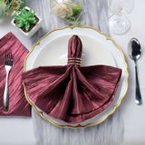 5 Pack | Burgundy Accordion Crinkle Taffeta Dinner Napkins | 20x20Inch