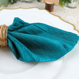 5 Pack | Peacock Teal Accordion Crinkle Taffeta Dinner Napkins | 20Inchx20Inch