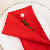 5 Pack Red Premium Polyester Dinner Napkins, Seamless Cloth Napkins