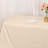 90x156inch Beige Seamless Premium Polyester Rectangular Tablecloth - 220GSM