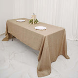 60"x126" Natural Faux Burlap Rectangle Tablecloth, Boho Chic Jute Table Linen