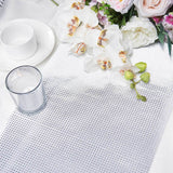 9Ft Silver Glamorous Diamond Print Table Runner, Disposable Paper Table Runner