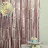 8ft Dusty Rose Metallic Tinsel Foil Fringe Doorway Curtain Party Backdrop