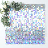 Shiny Iridescent Blue Square Sequin Shimmer Wall Party Photo Backdrop