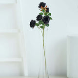 2 Bouquets | 33inch Tall Black Artificial Silk Rose Flower Bush Stems