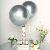 5 Pack | 18Inch Metallic Chrome Silver Latex Helium/Air Party Balloons