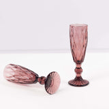 6 Pack Dusty Rose Crystal Cut Wine Goblet Toast Glasses, 6oz Textured Champagne Flute