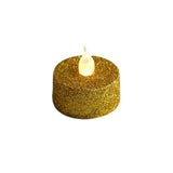 12 Pack | Gold Glitter Flameless LED Candles | Battery Operated Tea Light Candles