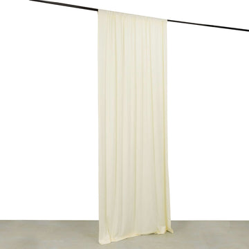 Ivory 4-Way Stretch Spandex Event Curtain Drapes, Wrinkle Free Backdrop Event Panel with Rod Pockets - 5ftx10ft