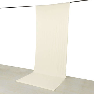 Ivory 4-Way Stretch Spandex Event Curtain Drapes, Wrinkle Free Backdrop Event Panel with Rod Pockets - 5ftx14ft