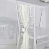 5 Pack | 6inchesx106inches Accordion Crinkle Taffeta Chair Sashes - Ivory