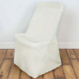 Ivory Polyester Lifetime Folding Chair Covers, Durable Reusable Slip On Chair Covers