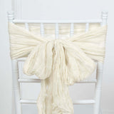 5 Pack | Cream Gauze Cheesecloth Boho Chair Sashes - 16inch x 88inch