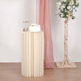 32inch Ivory Cylinder Display Column Stand, Pillar Pedestal Stand With Top Plate