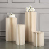 40inch Ivory Cylinder Display Column Stand, Pillar Pedestal Stand With Top Plate