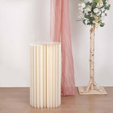 32inch Ivory Cylinder Display Column Stand, Pillar Pedestal Stand With Top Plate