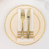 10 Pack 10" Ivory Gold Flair Rim Disposable Dinner Plates, Round Plastic Party Plates