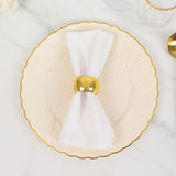 10 Pack 10" Ivory Gold Flair Rim Disposable Dinner Plates, Round Plastic Party Plates