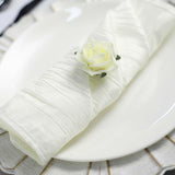 5 Pack | Ivory Accordion Crinkle Taffeta Dinner Napkins | 20x20Inch