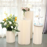 40inch Ivory Cylinder Display Column Stand, Pillar Pedestal Stand With Top Plate