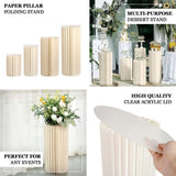 32inch Ivory Cylinder Display Column Stand, Pillar Pedestal Stand With Top Plate