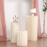 32inch Ivory Cylinder Display Column Stand, Pillar Pedestal Stand With Top Plate