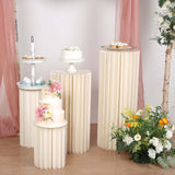 32inch Ivory Cylinder Display Column Stand, Pillar Pedestal Stand With Top Plate