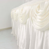 14ft Ivory Pleated Satin Double Drape Table Skirt