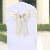 5 Pack | Ivory | Reversible Chair Sashes with Buckle | Double Sided Pre-tied Bow Tie Chair Bands | Satin & Faux Leather