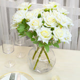 2 Bouquets 17" Ivory Real Touch Artificial Silk Rose Flower Bushes