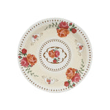 25 Pack Ivory Round Floral Paper Salad Plates, Disposable Tea Party Appetizer Dessert Plates#whtbkgd