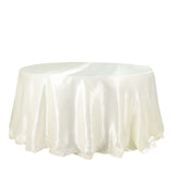 132inch Ivory Seamless Satin Round Tablecloth