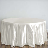 120 inch Ivory Satin Round Tablecloth