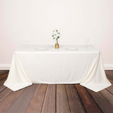 90x132inch Ivory Premium Scuba Rectangular Tablecloth, Wrinkle Free Polyester Seamless