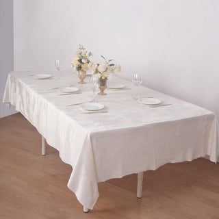 Experience Luxury with the Ivory Velvet Tablecloth