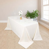 90x132inch Ivory Premium Scuba Rectangular Tablecloth, Wrinkle Free Polyester Seamless