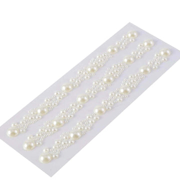 Ivory Self Adhesive Pearl Rhinestone Stickers, DIY Craft Peel and Stick Gem Stickers