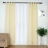 2 Pack | Handmade Ivory Faux Linen Curtains 52inch x 108inch Curtain Panels With Chrome Grommets