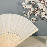 5 Pack Ivory Asian Silk Folding Fans Party Favors, Oriental Folding Fan Favors