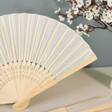 5 Pack Ivory Asian Silk Folding Fans Party Favors, Oriental Folding Fan Favors