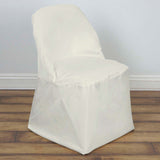 Ivory Polyester Folding Round Chair Cover, Reusable Stain Resistant Chair Cover